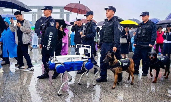 Hubei Province's first robot police dog become online sensation during holidays